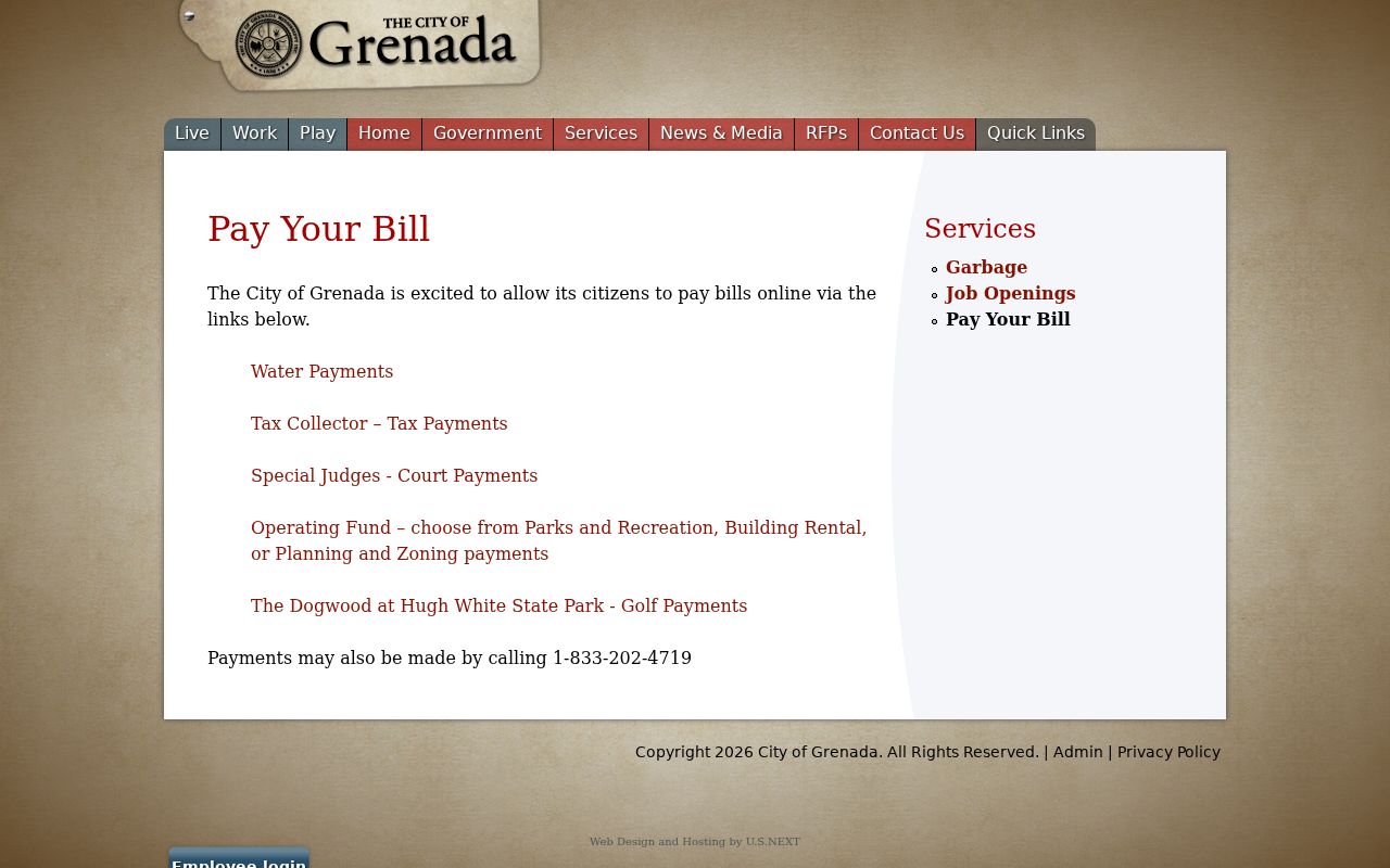 Grenada County court dates City of Grenada Municipal Court payment page