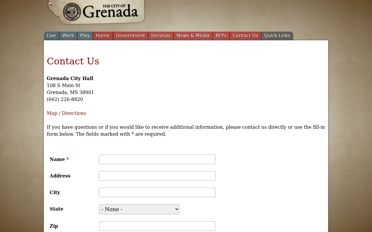 Grenada County court dates City of Grenada contact page