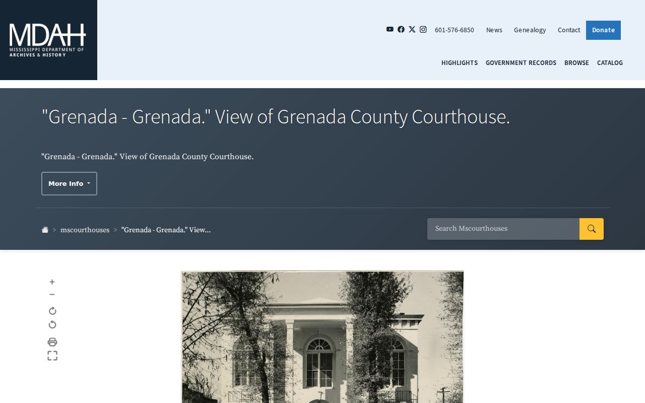 Grenada County court records at the historic courthouse