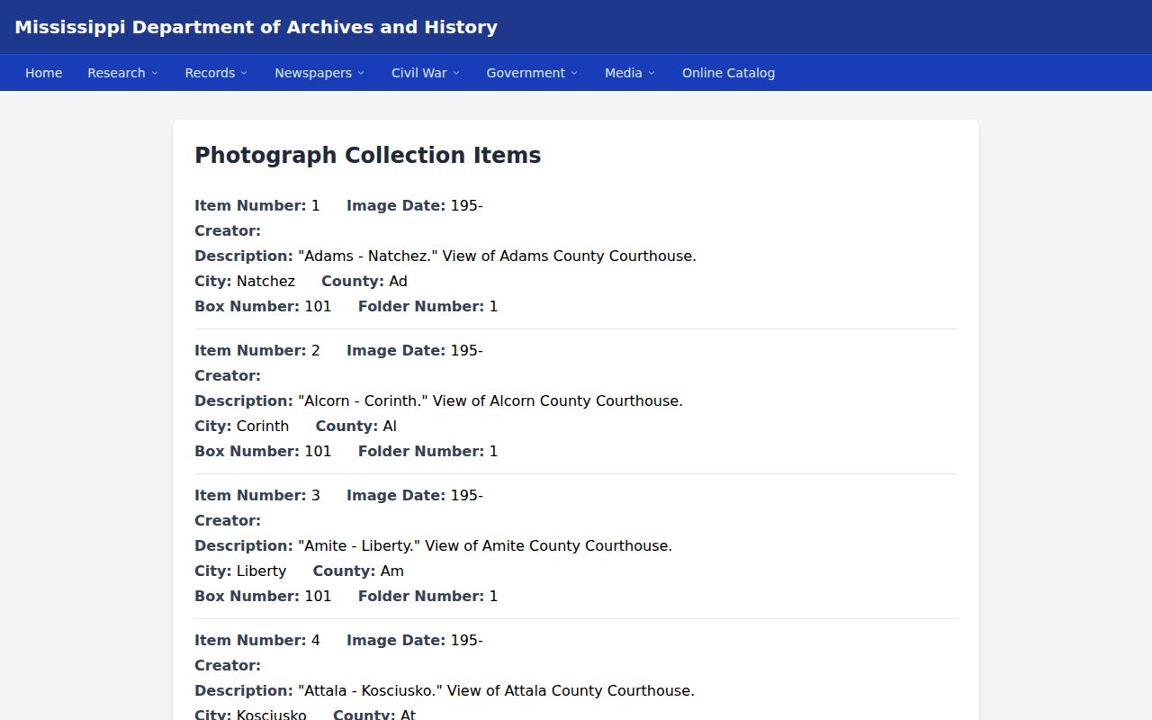 Grenada County court record archive and courthouse photograph context