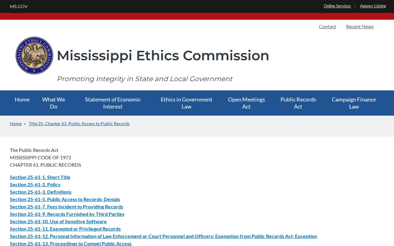 Grenada County court docket Mississippi public records access